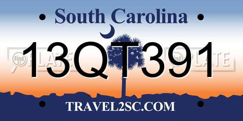 13QT391 South Carolina License Plate