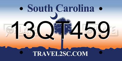 13QT459 South Carolina License Plate