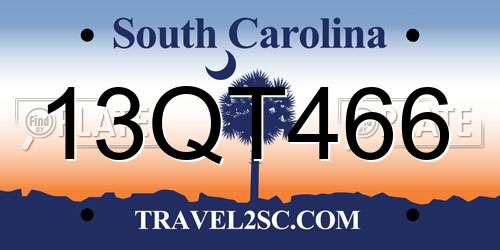 13QT466 South Carolina License Plate