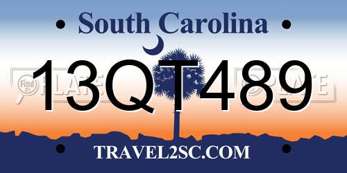 13QT489 South Carolina License Plate
