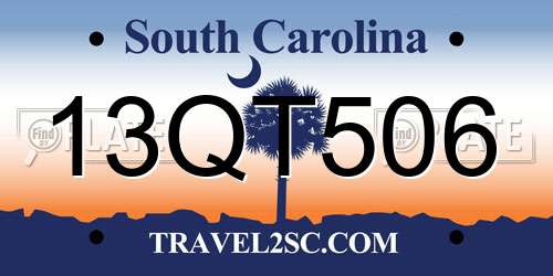 13QT506 South Carolina License Plate
