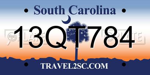 13QT784 South Carolina License Plate