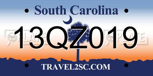13QZ019 South Carolina License Plate