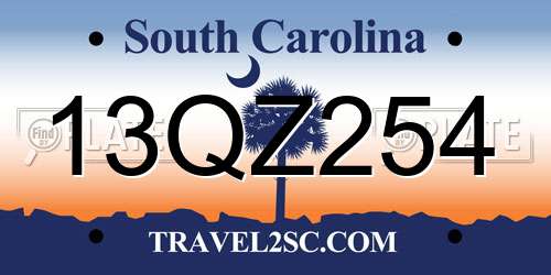13QZ254 South Carolina License Plate
