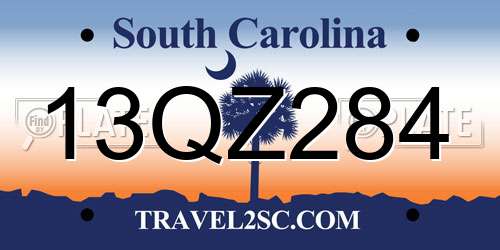 13QZ284 South Carolina License Plate