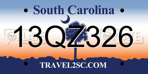 13QZ326 South Carolina License Plate