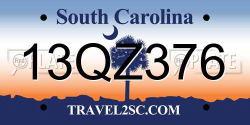 13QZ376 South Carolina License Plate
