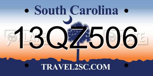 13QZ506 South Carolina License Plate