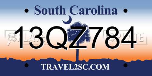 13QZ784 South Carolina License Plate
