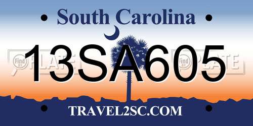 13SA605 South Carolina License Plate