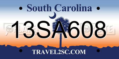 13SA608 South Carolina License Plate