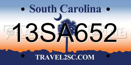 13SA652 South Carolina License Plate