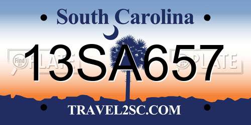 13SA657 South Carolina License Plate
