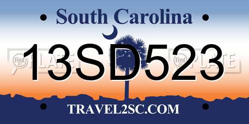 13SD523 South Carolina License Plate