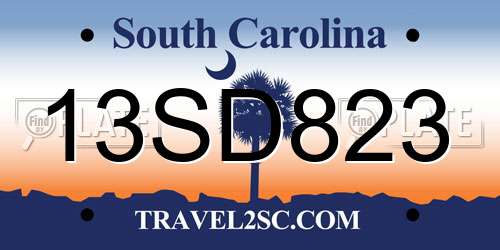 13SD823 South Carolina License Plate