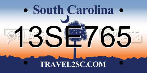 13SE765 South Carolina License Plate