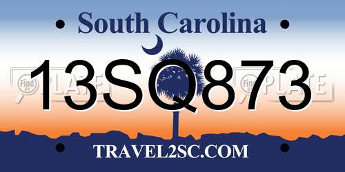 13SQ873 South Carolina License Plate