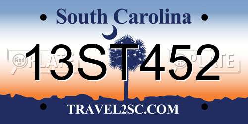 13ST452 South Carolina License Plate