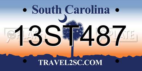 13ST487 South Carolina License Plate