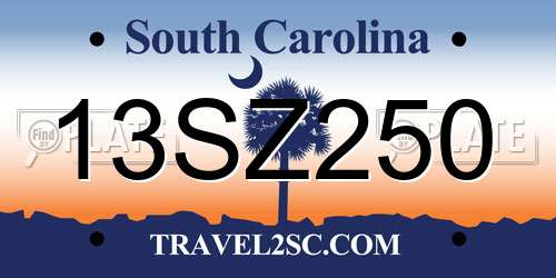 13SZ250 South Carolina License Plate