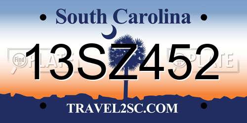 13SZ452 South Carolina License Plate