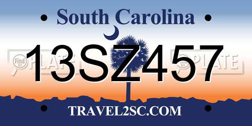 13SZ457 South Carolina License Plate