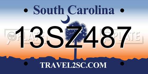 13SZ487 South Carolina License Plate
