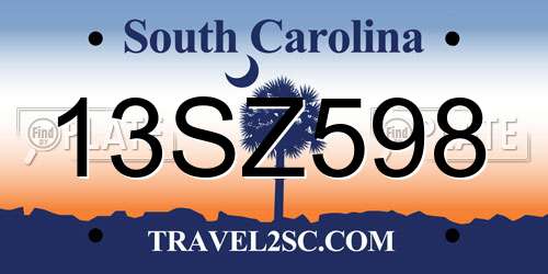 13SZ598 South Carolina License Plate