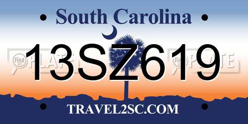 13SZ619 South Carolina License Plate