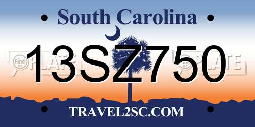 13SZ750 South Carolina License Plate