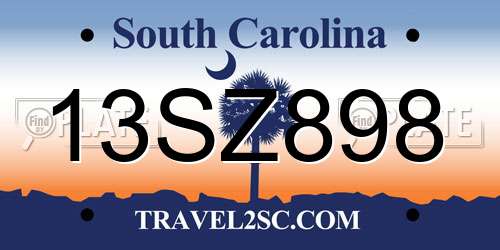 13SZ898 South Carolina License Plate