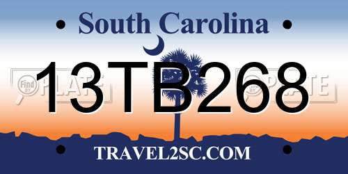 13TB268 South Carolina License Plate