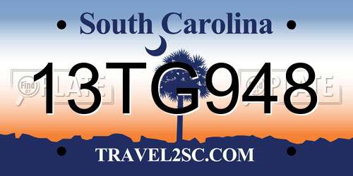 13TG948 South Carolina License Plate