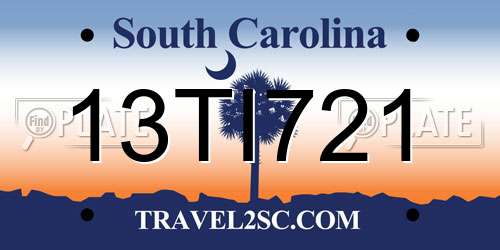 13TI721 South Carolina License Plate
