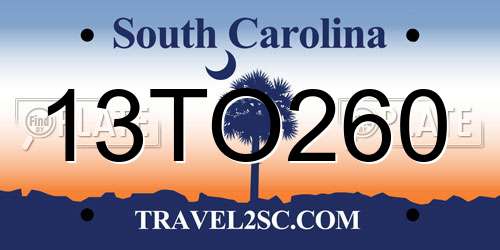 13TO260 South Carolina License Plate
