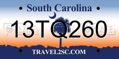13TQ260 South Carolina License Plate
