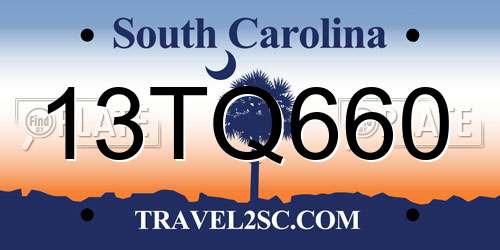 13TQ660 South Carolina License Plate