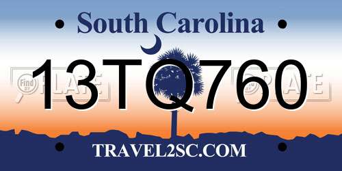 13TQ760 South Carolina License Plate