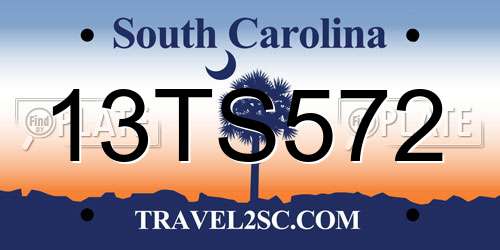 13TS572 South Carolina License Plate