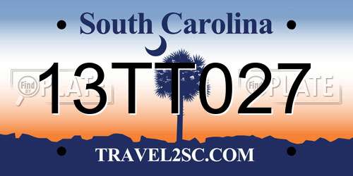 13TT027 South Carolina License Plate