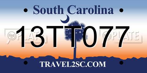 13TT077 South Carolina License Plate