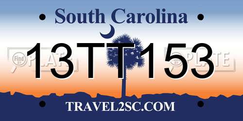 13TT153 South Carolina License Plate
