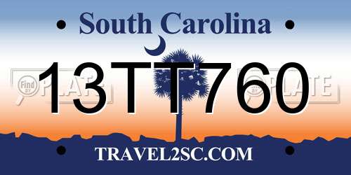 13TT760 South Carolina License Plate