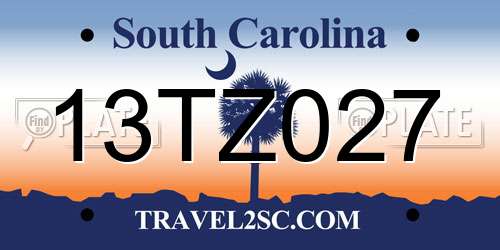 13TZ027 South Carolina License Plate