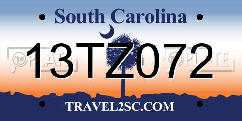 13TZ072 South Carolina License Plate