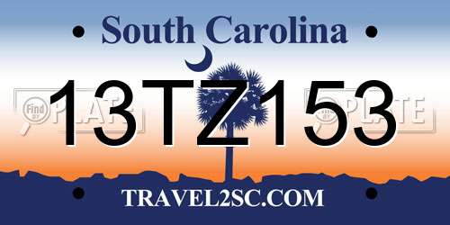13TZ153 South Carolina License Plate