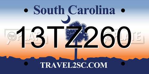 13TZ260 South Carolina License Plate