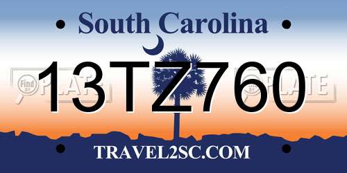 13TZ760 South Carolina License Plate