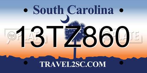 13TZ860 South Carolina License Plate
