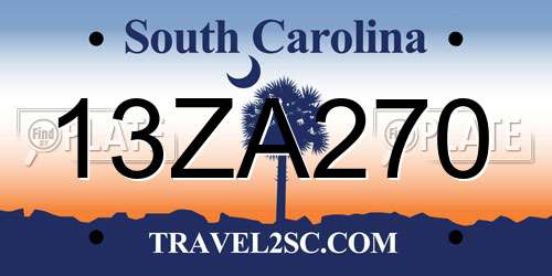 13ZA270 South Carolina License Plate